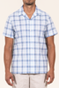 1650 Plaid Cotton Camp Collar S/SL - Blue