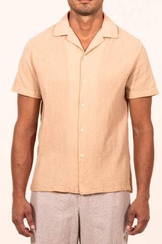 2370 B Camp Collar S/SL Gauze Shirt - Sand