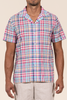 1652 - Plaid Cotton Camp Collar S/SL Shirt - Blue/Red /Yellow