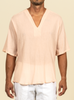 2390B  Gauze Oversize Collarless Tunic - Coral