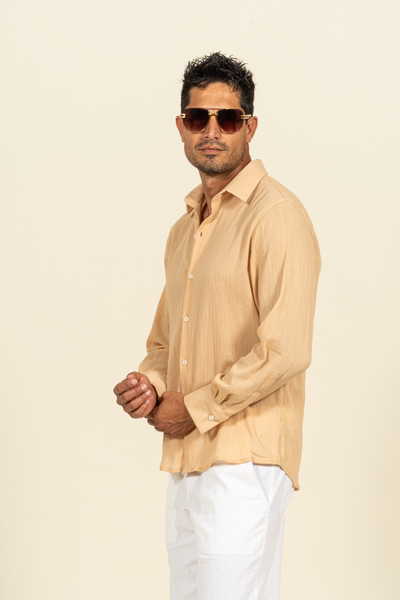 2380C  Gauze Long Sleeve Shirt - Sand