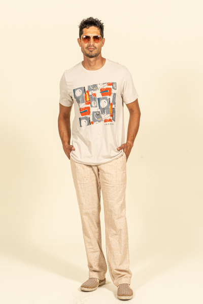 2346C Cotton/Linen Drawstring Pant - Light Brown