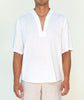 2349A White Linen Collarless Tunic